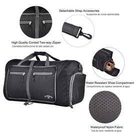 Lumbor37 Bolsa de Viaje y Deporte de Lona Plegable Mochila Unisex, Gym Duffle Bag 66cm 65L con un Bolsillo Separado para el Calzado para Mujeres y Hombres