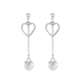 coadipress Heart Hoop Earrings for Women Trendy 925 Sterling Silver Black Love Heart Dangle Drop Huggie Earrings Chunky Heart Hoops Earrings Small Huggie Earring Jewelry Gifts (Silver Double)