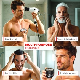 Bossman Hair & Beard Pomade for Men (Naked - Unscented) – Medium Hold & Moisturizing for Hair, Beard & Mustache Styling – Made in USA