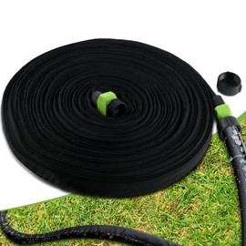 Flat Soaker Hose - 150FT Save 80% Water Drip Garden Hose -Thickened Heavy Duty Double Layer Drip Flexible Leakproof, Drip Watering Hose for Garden Beds and Lawns