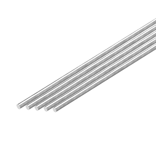 sourcing map 5Pcs 1/8"(3mm) Dia Round Aluminum Rod, 12"(305mm) Long