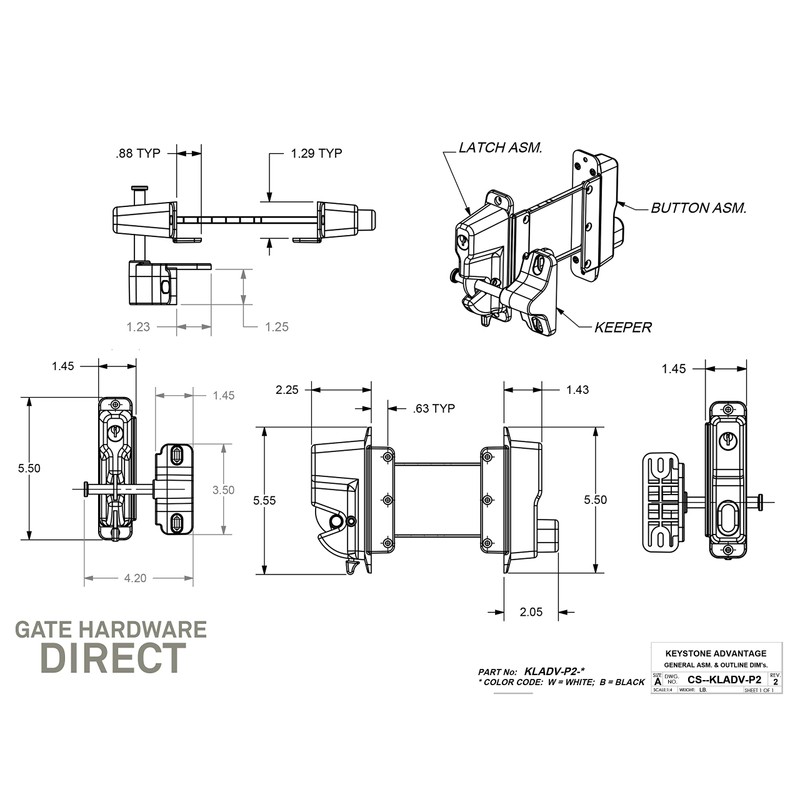 Keystone Black Zinc Diecast Metal Key Lockable Latch | 2-Sided