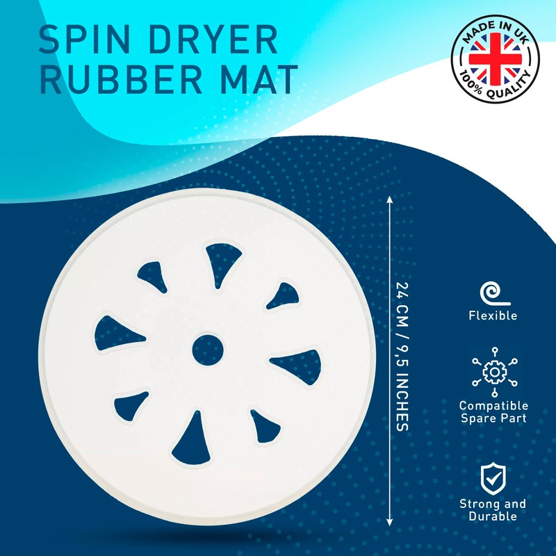 Quality Spin Dryer Rubber Mat 24cm 9.5" Fits Spinners and