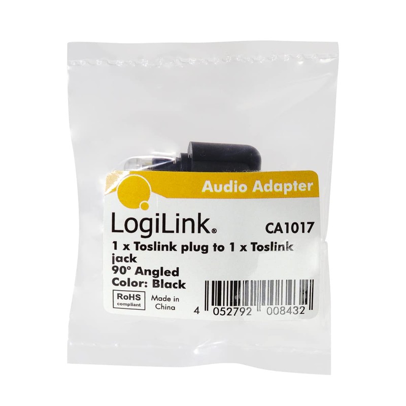 LogiLink CA1017 90 Degree Toslink Male to Female Audio Adapter