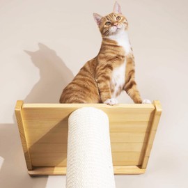 SHENGOCASE Modern 78.7“ Tall Leaning Cat Tree Tower Scratching Post Pillar with Bed Perch, Wall Mounted Cat Shelves for Window (Sisal Cover)