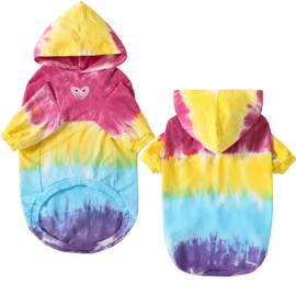 Dog Cotton Tie dye Hoodie Colorful Pullover Sweatshirts Soft and Stretch Pets Clothes Hooded for Medium Dogs(Colorful M)