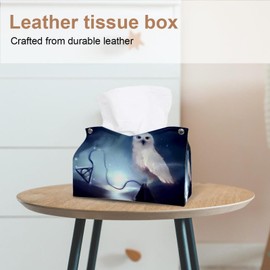 2 Pack Tissue Box Cover Holder, Texture Background Pattern Tree Rectangle Leather Tissue Case, Decorative Organizer for Tabletop, Bathroom, Car, Office