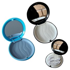 JYNXOR Pack of 2 Braces Box, Denture Container, Portable Denture Box, Braces Box for Travel and Daily Use for People Braces (Blue, Black)