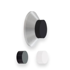 Evi Herrajes | Adhesive Door Stop | Wall Fitting | 1.37x0.59 | Satin Matt Stainless Steel | Conical Shape | Two Rubbers Included | Adhesive or Screw Installation