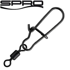 SPRO Matt Black Easy Snap + Rolling Swivel - Snaps for Spin Fishing, Hanger for Spin Fishing, Pike Swivels, Pike Leader, Size/Load Capacity/Package Contents: Size 2 + 6 / 11 kg / Pack of 12