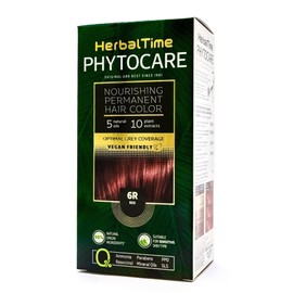 Herbal Time Phytocare Permanent Hair Dye Color Red 6R | Professional Natural Hair Dye Kit | Nourish and Protect Your Hair | Ammonia, PPD and SLS Free | 124.5 ml