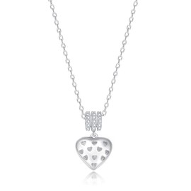 SENSE TO CREATE - Collar con colgante de corazón de plata de ley S925 de corte brillante para mujer, chapado en oro blanco de 18 quilates, longitud ajustable de 16 + 2 pulgadas, caja de regalo