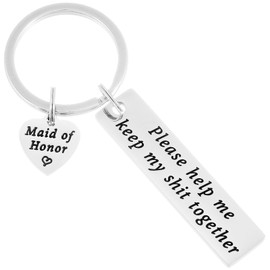Kivosliviz Maid of Honor Keychain Gifts for Women Funny Brides Maids Proposal Braidsmaids Key Ring Set Best Maid of Honor Ever Jewelry Bridesmaid Keychain