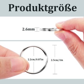 Augshy Silver Key Rings, Pack of 60 Round Key Rings 25 mm Stainless Steel Key Rings DIY Key Rings Accessories Metal Rings for Keys and Crafts