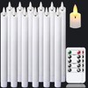 salipt Flameless White Taper Candles Flickering with Timer and 10-Key