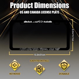 Not All Who Wander are Lost License Plate Frame Mountain License Plate Holder for Front and Rear Car Tags Stainless Steel Black Funny License Plate Frames Car Decoration with Screws 12.2" x 6.2"