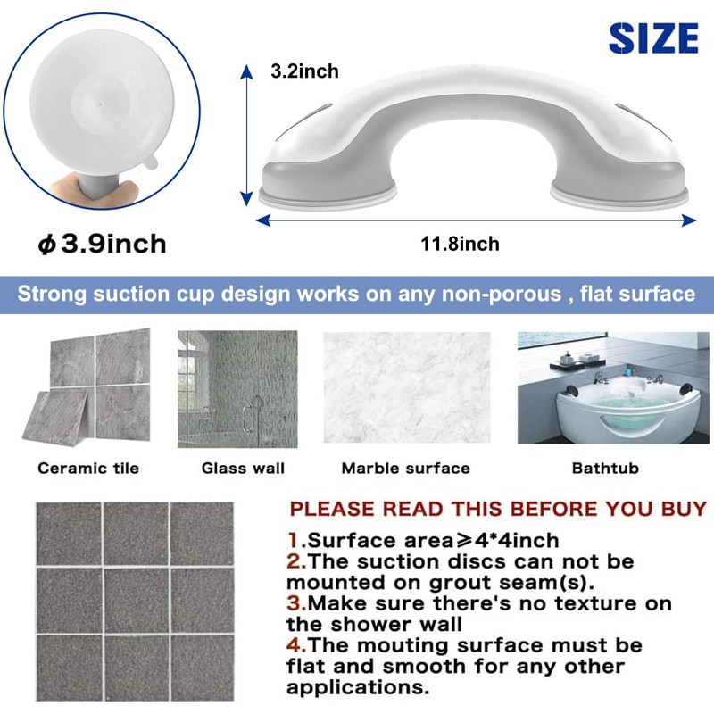Newthinking Suction Bathroom Grab Rails, Hand Rail for Disabled, Portable