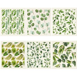 6 Pcs Swedish Dishcloth for Kitchen Reusable Paper Towels Swedish Sponge Absorbent Dish Towel Fast Drying Washable Cleaning Cloths No Odor Wipes Decorative Hand Tea Towel for Kitchen