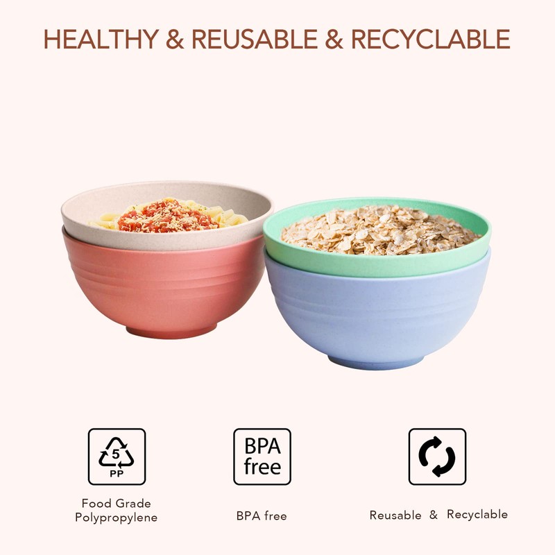 greenandlife Lightweight & Unbreakable Wheat Straw Bowl - Noodle Fruit