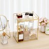 Glass Perfume Organizer Case Gold Cologne Holder with Vanity Tray