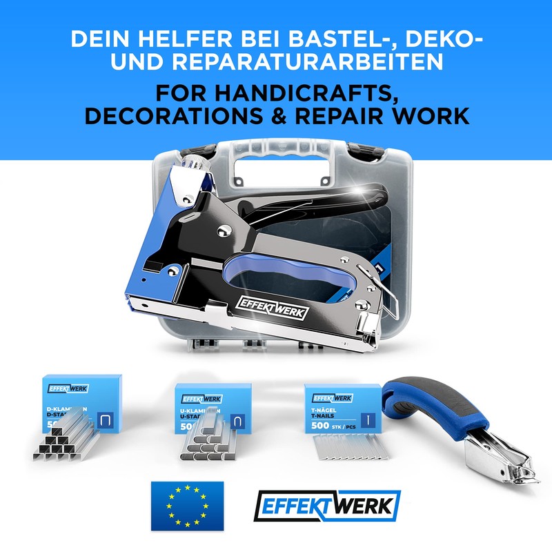 E•Werk - 5-in-1 Staple Gun Set - Heavy-Duty Stapler w/