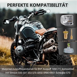 UICCVOKK Vergaser Reparatursatz, Vergaser für BVF-Vergaser 16N1-11,Kompatibel mit Simson S50 S51 S53 S70 SR50 SR80 KR51 Schwalbe S70 Komplettes Dichtungs- und Düsenset