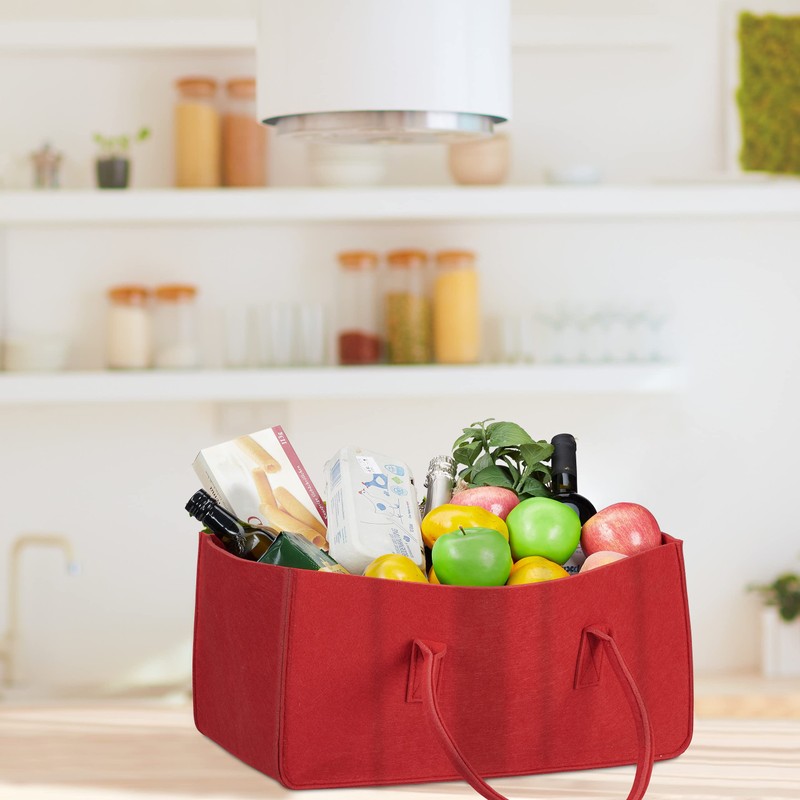 Relaxdays Felt Firewood Basket, Portable Magazine Holder, Wood Bin H