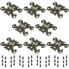 SDTC Tech Vintage H-Shape Hinge, Jewelry Box Decorative Hinge, Antique Mini Decorative Folding Hinge for Vintage Wooden Cases, Toolbox, Jewelry Boxes, Cabinets, Gift Boxes, Home Decoration, 8Pcs