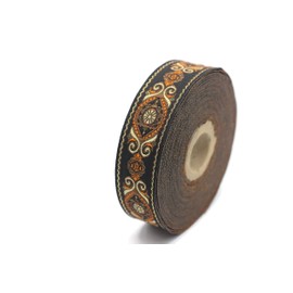 25 mm Brown&Black Jacquard Trims (0.98 inches), Jacquard Ribbons, Decorative Craft Ribbon, Sewing Trim, Woven Trim, Vintage Ribbon, 25950