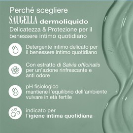 Saugella Dermoliquido Detergente Intimo Quotidiano, pH 3.5, Antiodore, Rinfrescante e Tonificante, con Salvia e Acido Lattico, 500 ml