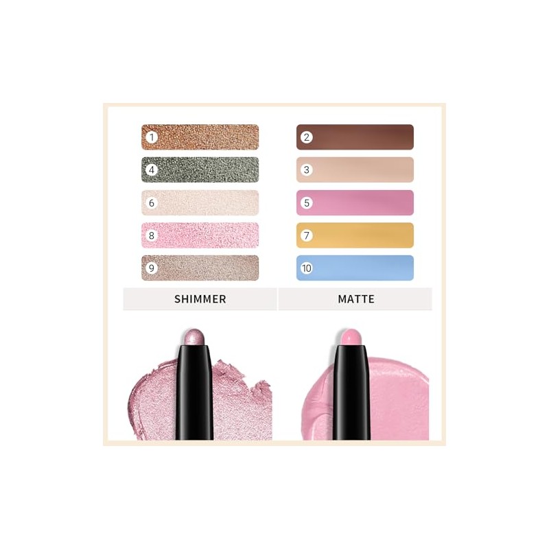 Erinde Glitter Eyeshadow Stick Waterproof, Cream Eyeshadow Pencil,#09 | Highly