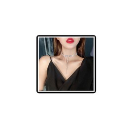Butterfly Knot Rhinestone Collar Necklace Bow Crystal Tassels Pendant Necklace Chain Fashion Jewellery for Women Girls