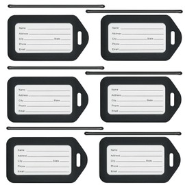 Mifflin-USA Luggage Tags (Black, 6 PK), Bag Tag for Baggage, Suitcase Tags Bulk