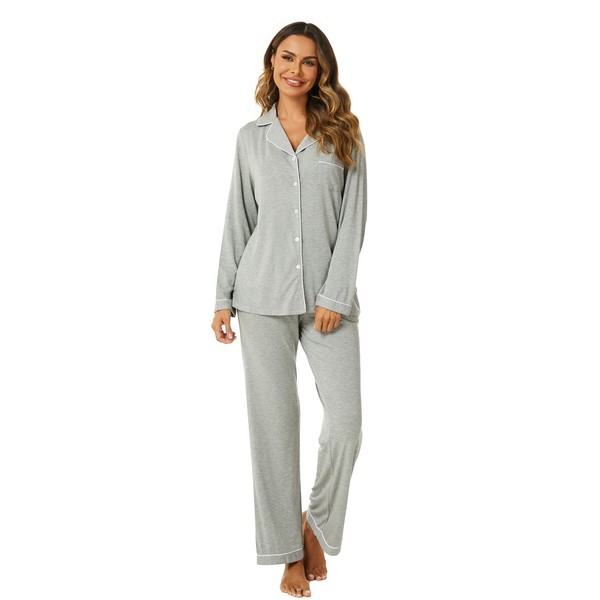 Aamikast Women's Pajama Sets Long Sleeve Button Down Sleepwear Nightwear