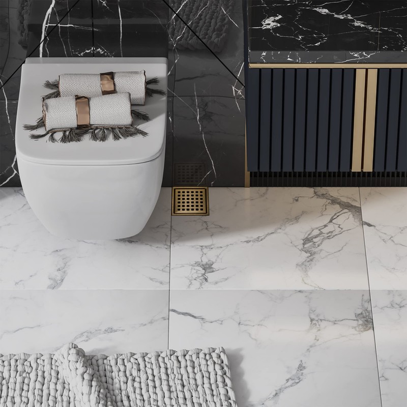 Georkios Brushed Gold 6 Inch Square Floor Drain, SUS304 Stainless