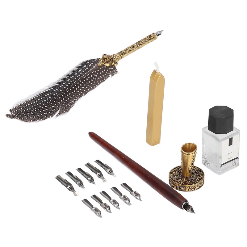 Feather Pen Exquisite Pattern Quaint Texture Comfortable Grip Stainless Steel