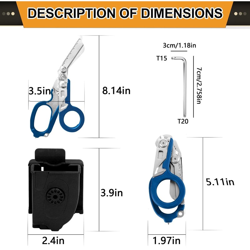 Rescue Scissors, Trauma Scissors, 6-in-1 Foldable Trauma Scissors, Emergency Scissors,