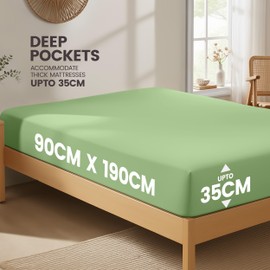 Utopia Bedding Fitted Sheet Single, Sage - Deep Pocket 14 inch (35 cm) - Easy Care - OEKO-TEX Certified - Soft Brushed Microfibre Fabric - Shrinkage and Fade Resistant - Bottom Sheet