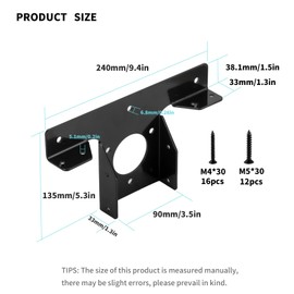 Heavy Duty Pergola Brackets, 2 Pcs Pergola Corner Brackets, 3-Way Pergola Extension T Brackets Adjustable, for 4x4" (Actual Size: 3.5x3.5") Post Bracket Pergola Gazebo Hardware Kit
