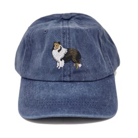 Gift for dog lover, Sheltie dog embroidered baseball cap, Shetland sheepdog cotton baseball cap, custom ball cap, dad hat (NAVY)