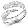 MATERIA by Matthias Wagner 925 Silver Ring Feather Silver Women's