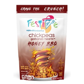 Festive Chickpeas - Garbanzo Hearts - Non-GMO Vegan Soy-Free - Honey BBQ - 4oz (112g) - 8 Pack