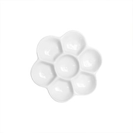 Pirhosigma 3.4"/8.6 cm Diameter Flower Paint Palette Glazed Watercolor Painting Mixing Ceramic Palette