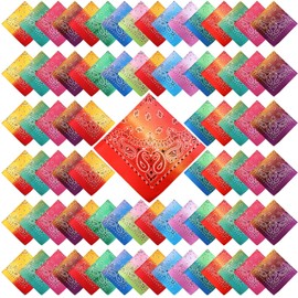 100 Pack Bandanas Unisex Paisley Bandanas Bulk Multi Purpose Cowboy Head Wrap Necktie Face Cover Party Supplies, 21.26 inches (Multicolor, Vintage)
