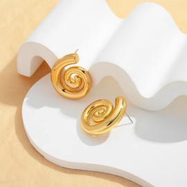 LILIE&WHITE Gold Spiral Earrings for Women, Elegant Hypoallergenic Earrings, Tarnish-Resistant Jewellery, Unique Swirl Design, Stylish Accessory for Everyday Gift