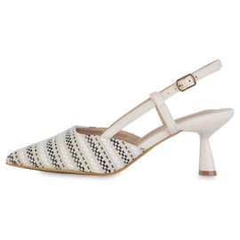 VAN HILL Women's Slingback Pumps with Stiletto Heel Prints, beige, 36 EU
