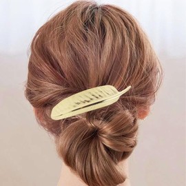 2PCS Metal Oval Hair Barrettes for Women, Non-Slip Simple Large Hair Clip, Vintage Gold Silver Wedding Prom Formal Hair Accessories (Golden+Silvery, One size)