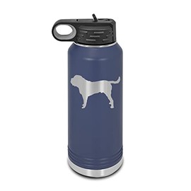 English Mastiff Laser Engraved Water Bottle Customizable Polar Camel Stainless Steel with Straw - Dog Canine pet Navy Blue 32 oz