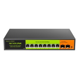 2.5Gb PoE+ Switch 10-Port Unmanaged with 8*2.5G Base-T PoE+ Ports, 2*10G SFP+ , IEEE802.3af/at , 80Gbps Switching Capacity, Metal, 2.5Gbe PoE Switch for NAS, PC, AP.