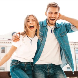 COAI Partner Necklace with Wolf Pendant Natural Stone Necklace for Men and Women, Sodalite howlite, Howlite